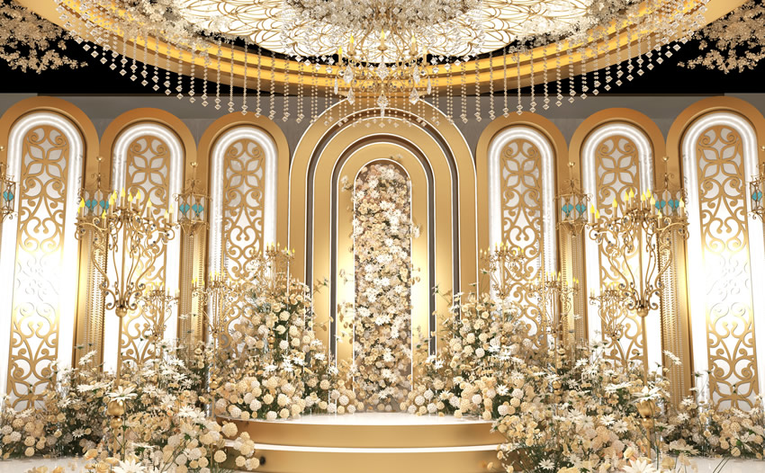 嵊泗香槟色调婚礼堂效果展示